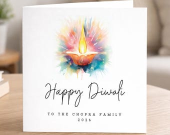 Personalised Happy Diwali Greeting Card - Happy Diwali Card - Festival of Light - Colourful - Vibrant - For Family - For Friends