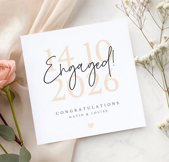 Personalised Engagement Card - Happily Ever After - Congratulations on Your Engagement Card - Simple Engagement Card - You're Engaged Card