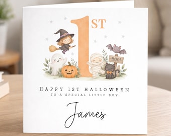 Personalised First Halloween Card - Happy 1st Halloween Card - Halloween Gift For Baby - Halloween Card for Boy or Girl