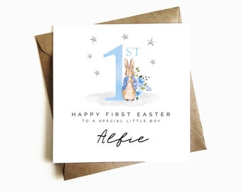 First Easter Card For Baby Boy - 1st Easter Card - On Your First Easter Card - Easter Card for Son - Grandson - Nephew - Peter Rabbit