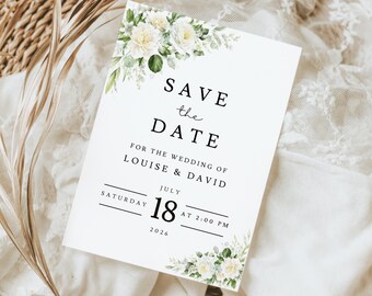 Wedding Save The Date Cards With Envelopes, Floral Theme, Modern Wedding Stationery Invite