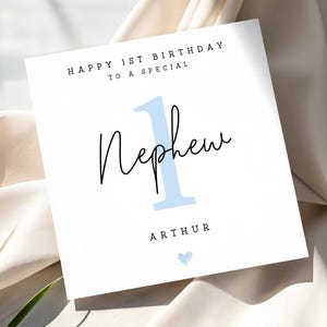 Personalised 1st Birthday Card For Nephew, Gift For Child image 1