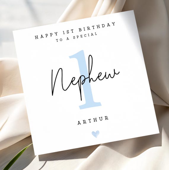 Personalised 1st Birthday Card For Nephew, Gift For Child