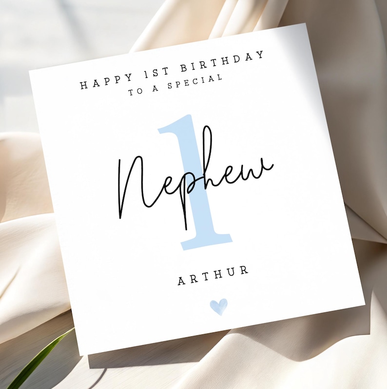 Personalised 1st Birthday Card For Nephew, Gift For Child image 1