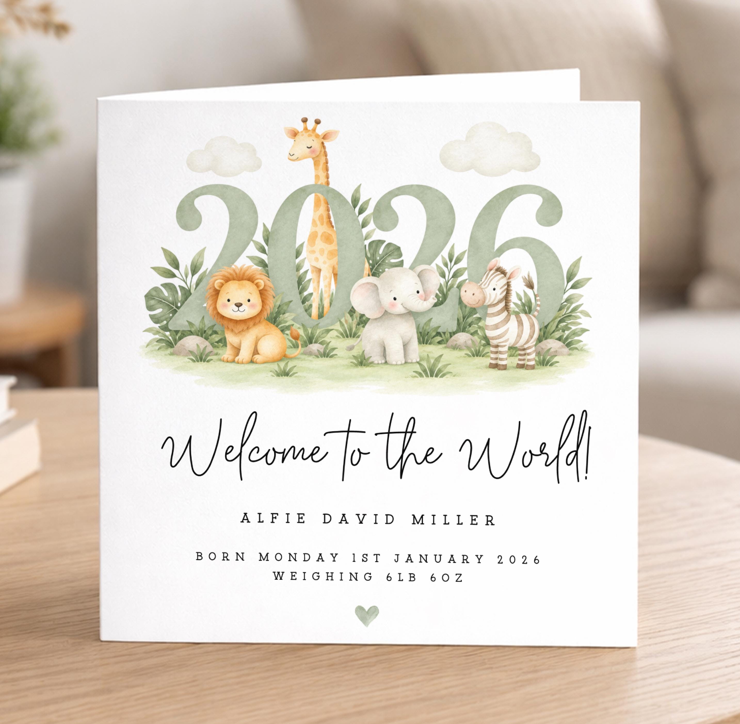 Personalised New Baby Card, Welcome to the World, Newborn Baby Boy