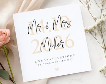 Personalised Wedding Day Card for Couple - Wedding Congratulations Card - Wedding Day Gift - On Your Wedding Day Card - Happy Wedding Day