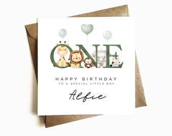 Personalised Children's Birthday Card - Safari Theme - Family Birthday - First Birthday Gift - 1st Birthday Card - For Child