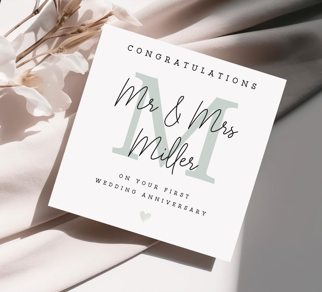 Personalised First Anniversary Card, for Couple, 1st Anniversary Card ...