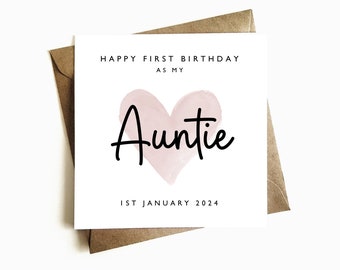 First Birthday as my Auntie Card - First Birthday Card For Auntie - Happy Birthday Aunty - Birthday Aunt Gift - From Baby