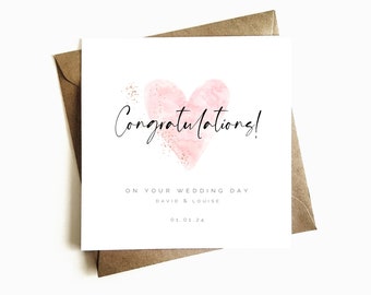 Personalised Wedding Day Card for Couple - Wedding Congratulations Card - Wedding Day Gift - On Your Wedding Day Card - Happy Wedding Day