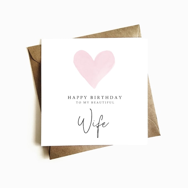 Birthday Card for Wife - Happy Birthday Wife - Wife Birthday Card - Birthday Gift For Her - Card For Partner - For Her