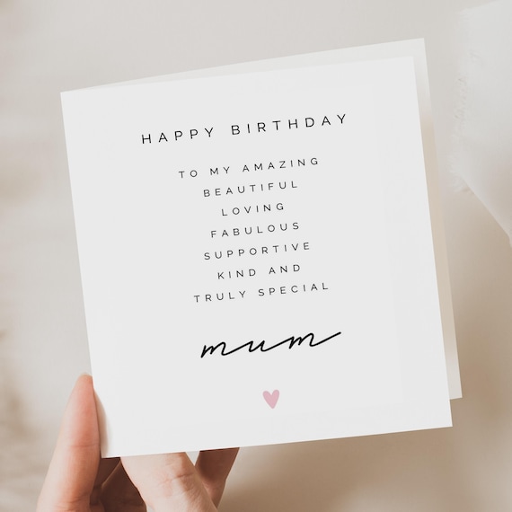 Birthday Card for Mum Happy Birthday Mum Mother Birthday Card  Birthday Gift For Her Card For Mum For Her