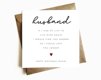 Personalised Birthday Card for Husband - Happy Birthday Husband - Husband Birthday Card - Birthday Gift For Him - Card For Partner - For Him