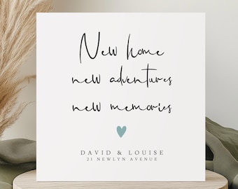 Personalised New Home Card - New Home Congratulations Card - Moving Home Card - Housewarming Card - 'New Home, New Adventures, New Memories'
