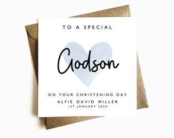 Christening Card For Boy - Baby Boy Christening Card - Godson Christening Gift - Christening Card - Christening Gift - Baptism