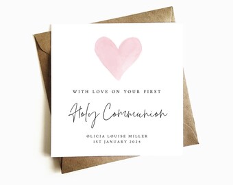 Personalised First Holy Communion Card For Girl - Baby Girl Holy Communion Card - 1st Holy Communion Gift - 1st Holy Communion Card