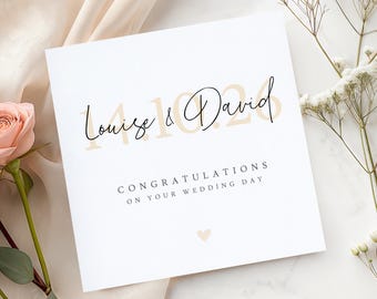 Personalised Wedding Day Card for Couple - Wedding Congratulations Card - Wedding Day Gift - On Your Wedding Day Card - Happy Wedding Day