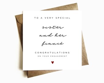 Engagement Card for Sister and Fiancé - Congratulations on Your Engagement Card - Simple Engagement Card - You're Engaged Card