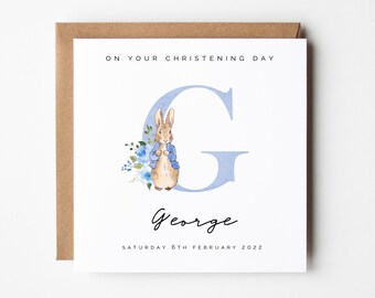 Personalised Peter Rabbit Christening/Baptism Card