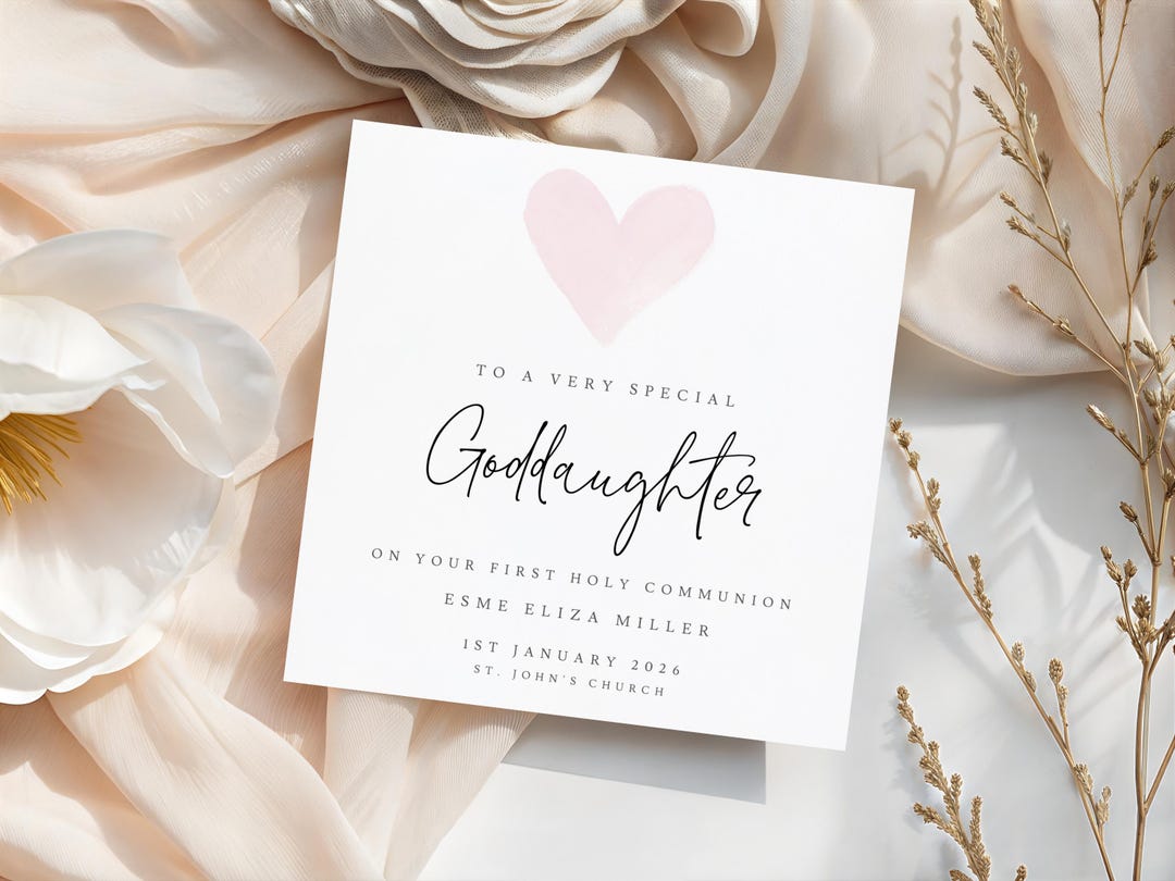 Personalised First Holy Communion Card for Goddaughter, Baby Girl ...
