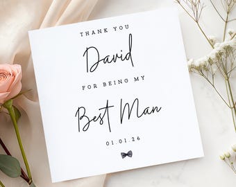 Thank You Card For Best Man - Wedding Thank You Card - Wedding Day Gift - On Our Wedding Day Card - Wedding Party Thank You Card
