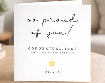 Personalised Exam Results Congratulations Card - Passed Exams Congratulations Card - Proud of you Card