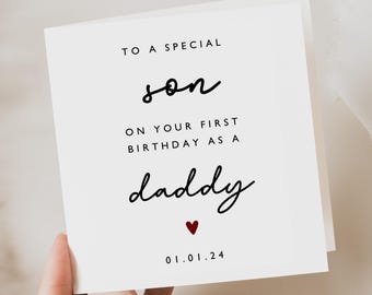 Personalised 'First Birthday as a Daddy' Card for Son - First Birthday Card For Daddy - Happy Birthday Son - Birthday Son Gift