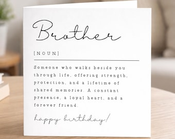 Brother Definition Greeting Card, Birthday Card, Thank You Card
