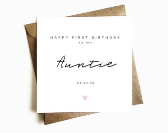 Personalised 'First Birthday as my Auntie' Card - Happy Birthday Aunty - Birthday Aunt Gift - From Baby