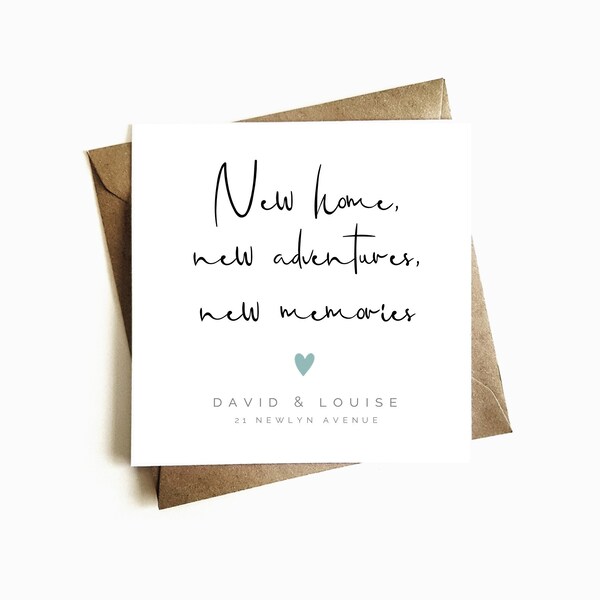 Personalised New Home Card - New Home Congratulations Card - Moving Home Card - Housewarming Card - 'New Home, New Adventures, New Memories'