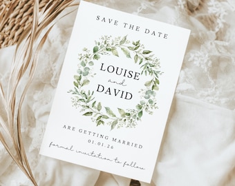 Wedding Save The Date Cards With Envelopes, Floral Theme, Modern Wedding Stationery Invite
