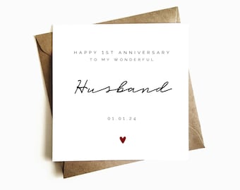 Personalised First Anniversary Card - Anniversary Gift for Husband - 1st Anniversary Card - Paper Anniversary Gift