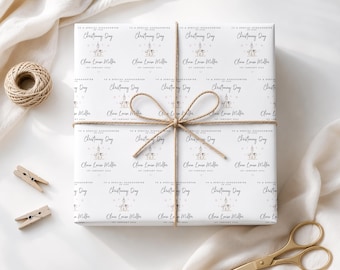 Personalised Christening Gift Wrap – A3 Sheets – Luxury Small Present Wrapping Paper
