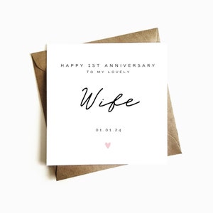 Personalised First Anniversary Card - Anniversary Gift for Wife - 1st Anniversary Card - Paper Anniversary Gift - For Her