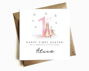 First Easter Card For Baby Girl - 1st Easter Card - On Your First Easter Card - Easter Card for Daughter - Granddaughter - Niece - Flopsy