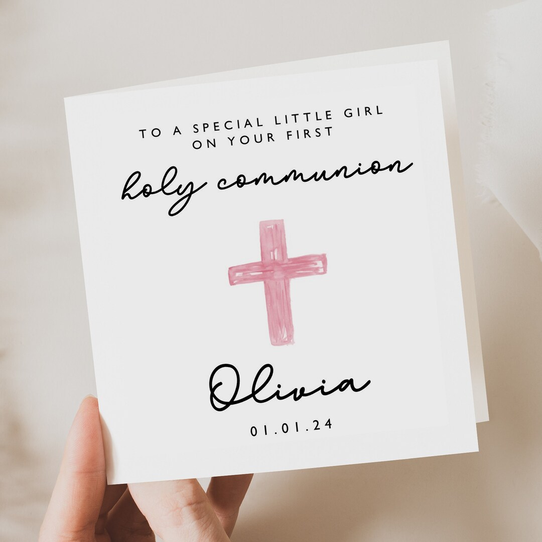 Personalised First Holy Communion Card for Girl - Baby Girl Holy ...