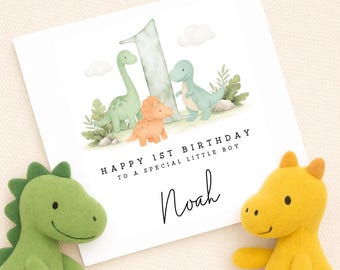 Personalised 1st Birthday Card, Dinosaur Theme, Gift For Child