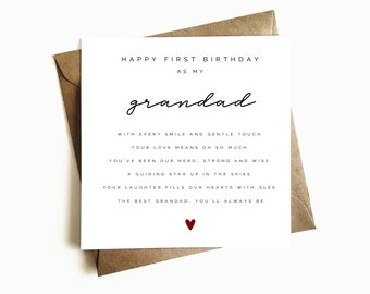 First Birthday as my Grandad Card - First Birthday Card For Grandad - Happy Birthday Grandad - Birthday Grandad Gift - From Baby