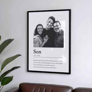 Personalised Son Gift, Son Definition & Photo Print, Birthday Gift for Son, Custom Family Wall Art, Christening Gift, Christmas Gift