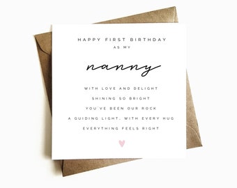 First Birthday as my Nanny Card - First Birthday Card For Nanny - Happy Birthday Nanny - Birthday Grandmother Gift - From Baby