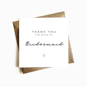 Thank You Card For Bridesmaid - Wedding Thank You Card - Wedding Day Gift - On Our Wedding Day Card - Wedding Party Thank You Card
