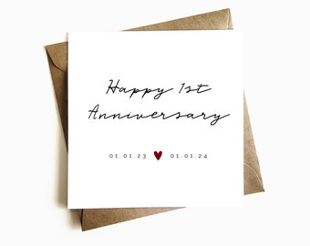 Personalised First Anniversary Card - Anniversary Gift for Husband / Wife - 1st Anniversary Card - Paper Anniversary Gift - Card for Partner