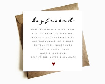 Boyfriend Definition Greeting Card - Boyfriend Birthday Card - Birthday Gift For Him - Card For Partner - For Him