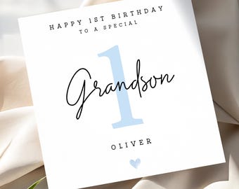 Personalised 1st Birthday Card For Grandson, Gift For Child