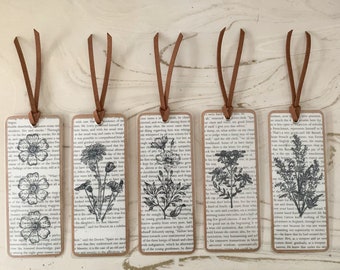 Stamped Vintage Bookmarks, Recycled from Old and/or Thrifted Books