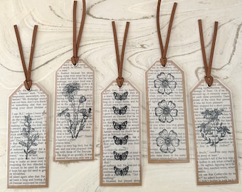 Stamped Vintage Bookmarks, Recycled from Old Books (REJECTS)