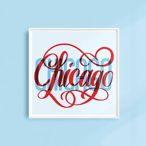 Chicago Wall Art Print, Chicago Art Work, Chicago Typography Print, Illinois Chicago Gift, Chicago Travel Poster, Dorm Decor Chicago,