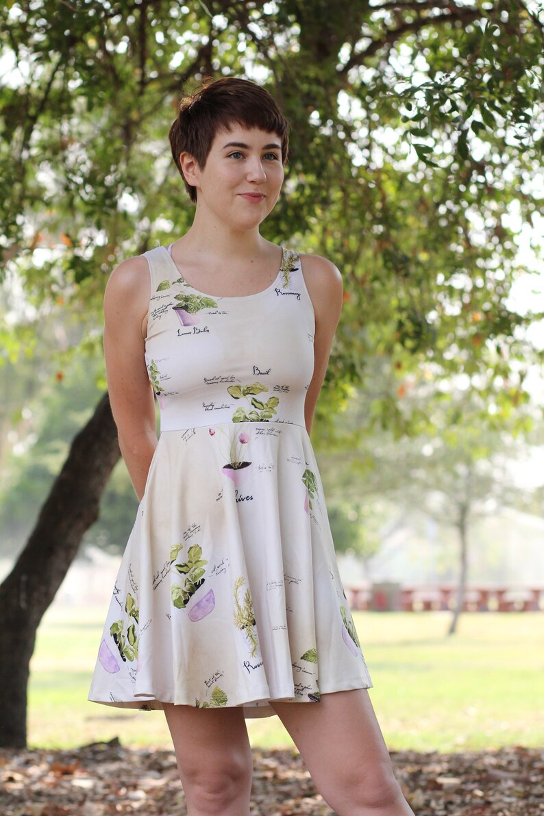 Illustrated Plants Dress Herb Garden Dress Illustrated Etsy