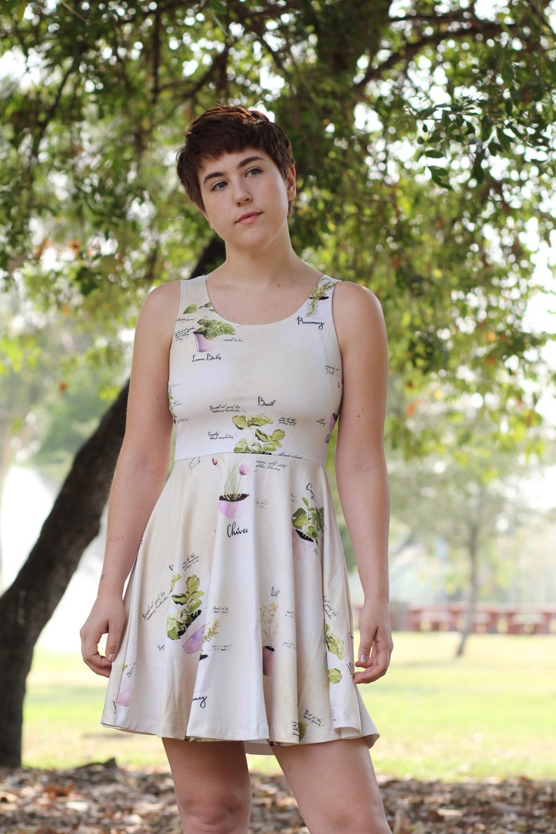 Illustrated Plants Dress Herb Garden Dress Illustrated Etsy