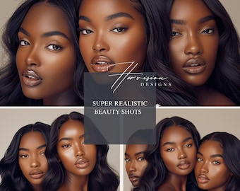 AI-Generated Black Women Beauty Stock Photos: Commercial Use (PNG Pictures)